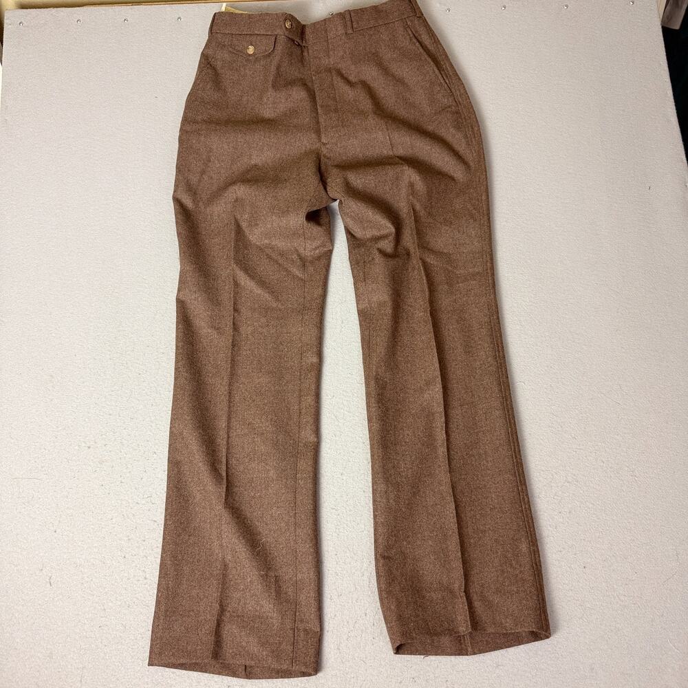 Unbranded Men’s Brown 100% Wool Flat Front Dress Pants 34R Straight Leg